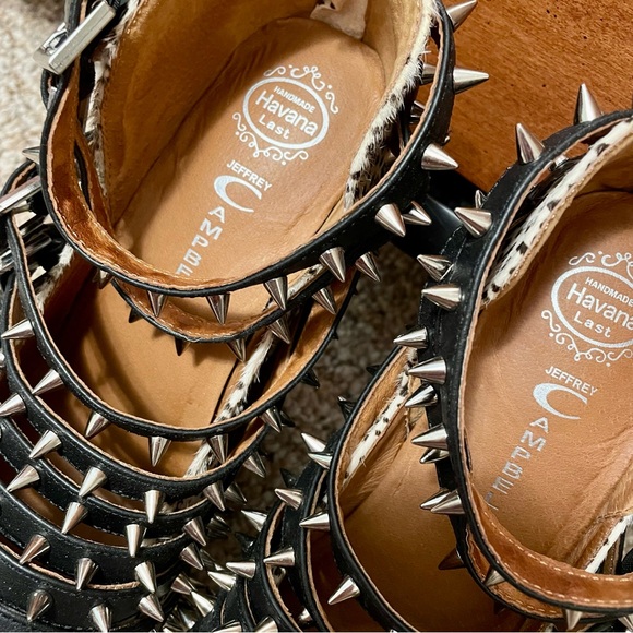 Jeffrey Campbell pony hair spiked strappy wedge heels, sz 8 - Picture 3 of 11